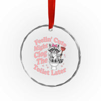 Feeling Cute Might Clog Toilet Later Crystal Glass Ornament Funny Raccoon