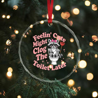 Feeling Cute Might Clog Toilet Later Crystal Glass Ornament Funny Raccoon
