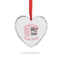 Feeling Cute Might Clog Toilet Later Heart Crystal Glass Ornament Funny Raccoon