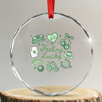 Feeling Lucky St Patricks Day Coquette Shamrock Crystal Glass Ornament