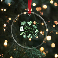 Feeling Lucky St Patricks Day Coquette Shamrock Crystal Glass Ornament