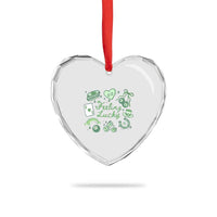 Feeling Lucky St Patricks Day Coquette Shamrock Heart Crystal Glass Ornament