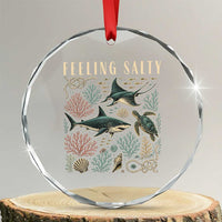 Feeling Salty Shark Lover Vintage Ocean Life Crystal Glass Ornament