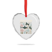 Feeling Salty Shark Lover Vintage Ocean Life Heart Crystal Glass Ornament
