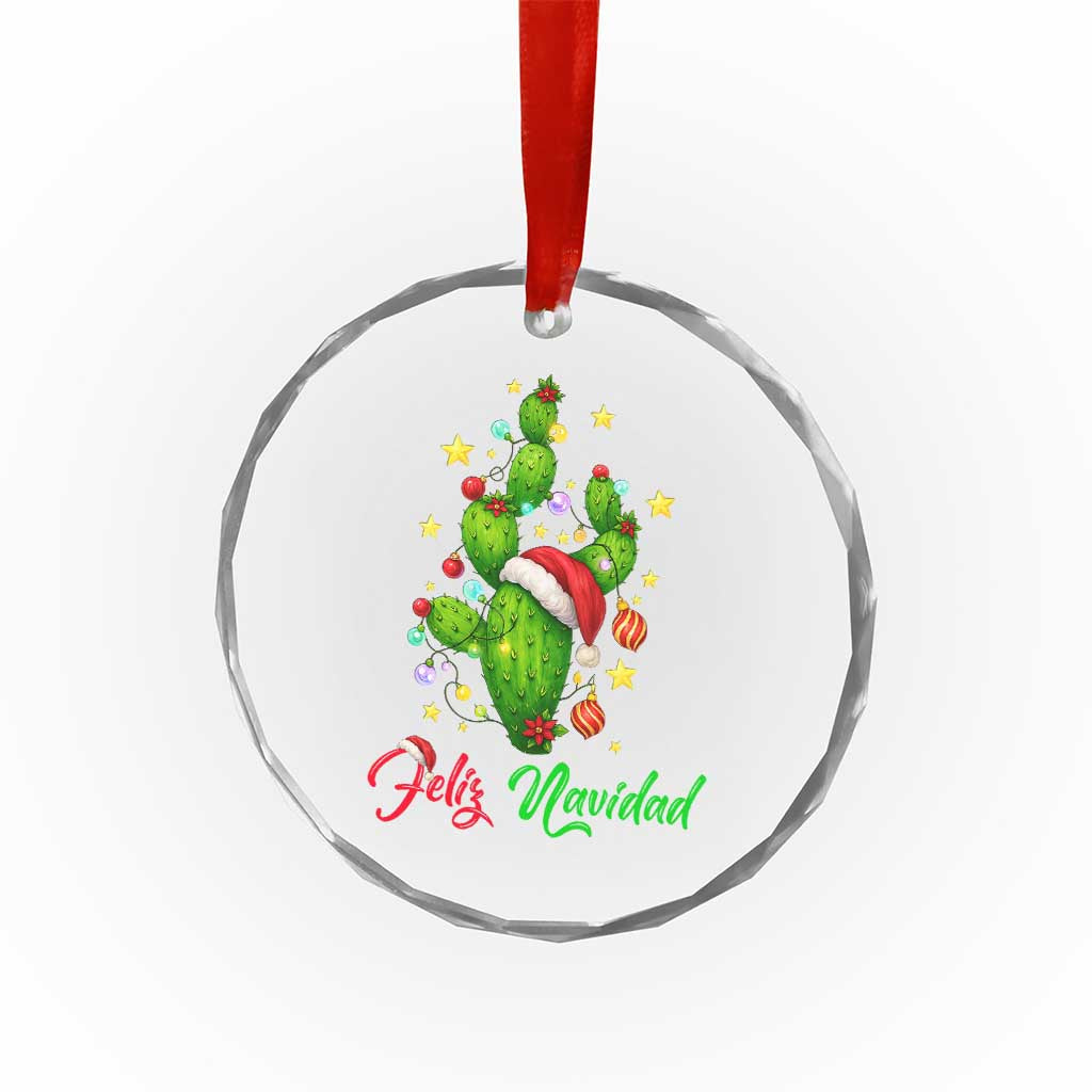 Feliz Navidad Cactus Crystal Glass Ornament Funny Spanish Christmas Gift - Wonder Print Shop