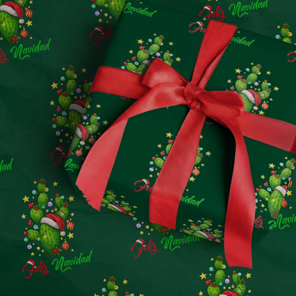 Feliz Navidad Cactus Wrapping Paper Roll Funny Spanish Xmas Gift - Wonder Print Shop