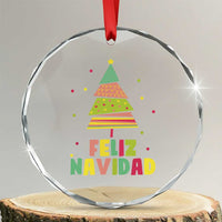 Feliz Navidad Colorful Xmas Tree Spanish Crystal Glass Ornament TS09