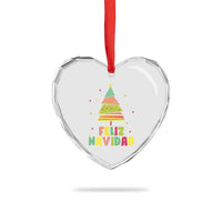 Feliz Navidad Colorful Xmas Tree Spanish Heart Crystal Glass Ornament - Wonder Print Shop