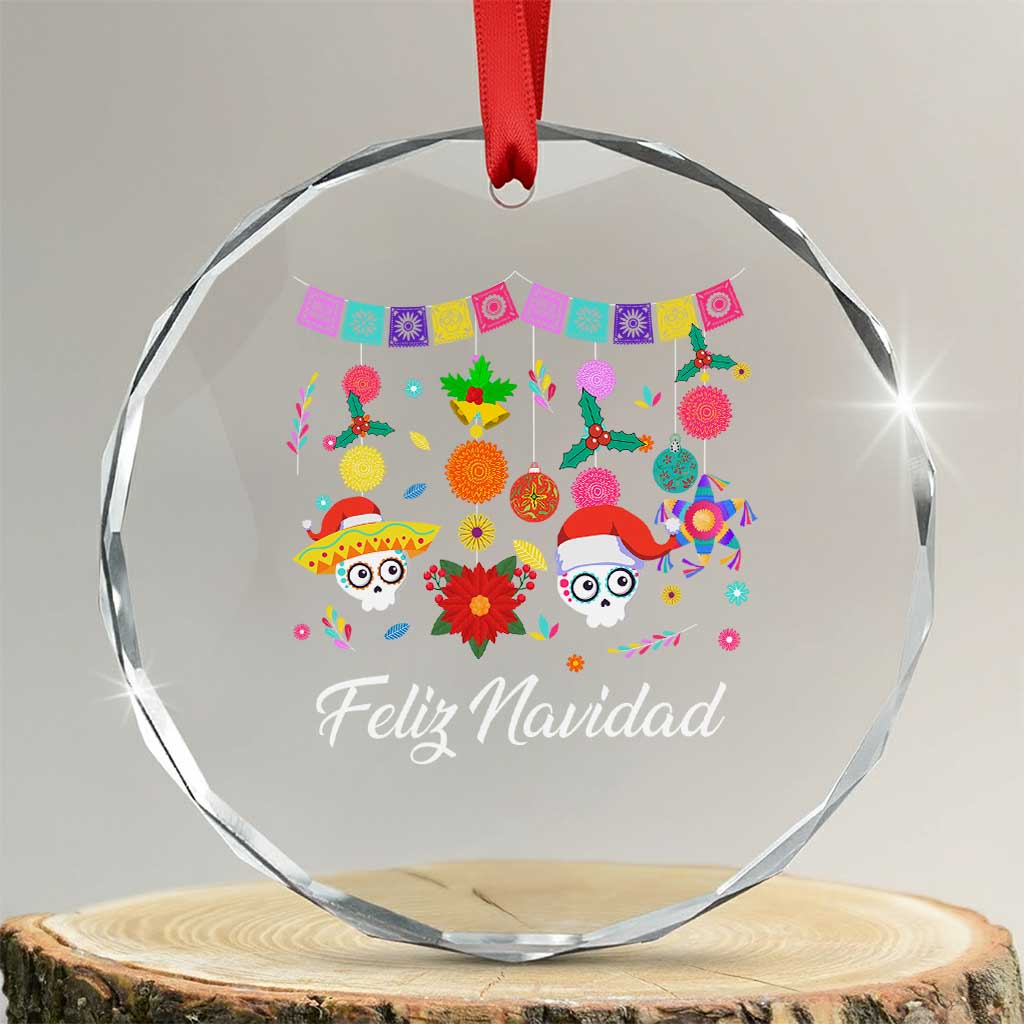 Feliz Navidad Crystal Glass Ornament Funny Christmas In Mexico Sugar Skull Pinata Star - Wonder Print Shop