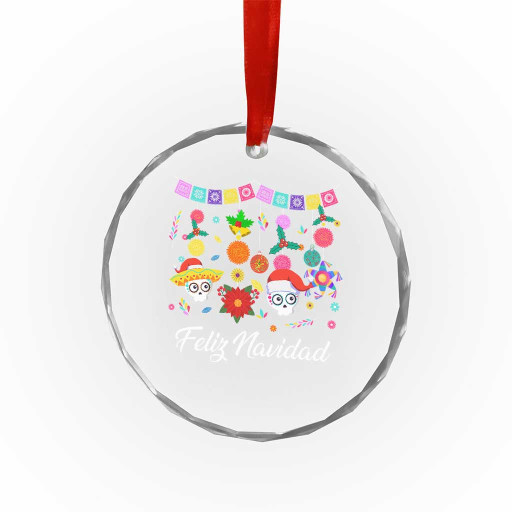 Feliz Navidad Crystal Glass Ornament Funny Christmas In Mexico Sugar Skull Pinata Star - Wonder Print Shop