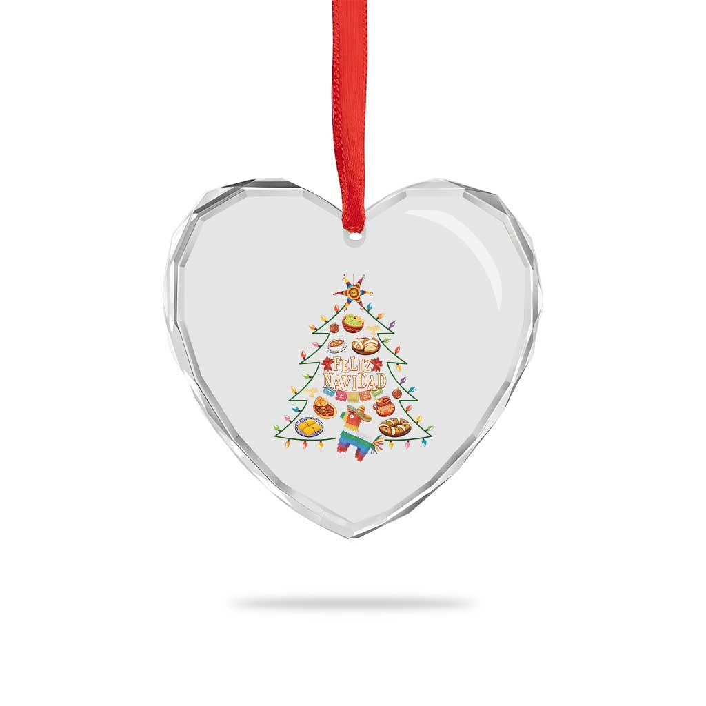 Feliz Navidad Heart Crystal Glass Ornament Mexican Christmas Tree Fiesta - Wonder Print Shop