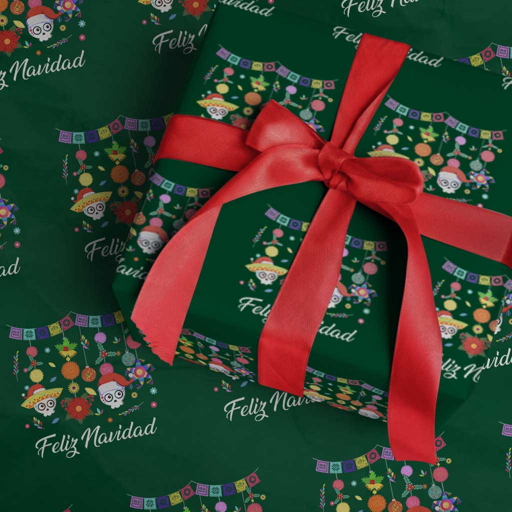 Feliz Navidad Wrapping Paper Roll Funny Christmas In Mexico Sugar Skull Pinata Star - Wonder Print Shop