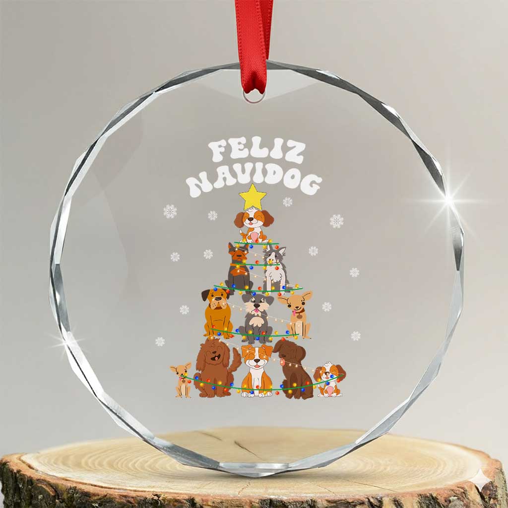 Feliz Navidog Dog Funny Xmas Crystal Glass Ornament TS09