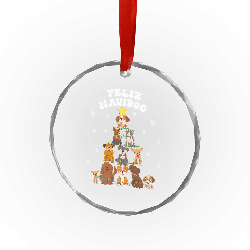 Feliz Navidog Dog Funny Xmas Crystal Glass Ornament TS09