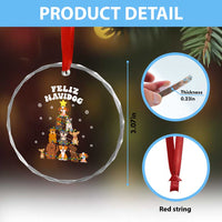 Feliz Navidog Dog Funny Xmas Crystal Glass Ornament TS09