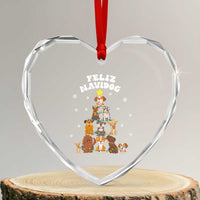 Feliz Navidog Dog Funny Xmas Heart Crystal Glass Ornament - Wonder Print Shop