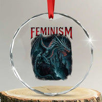 Feminism Dragon Crystal Glass Ornament Retro Vintage Gothic Fantasy Castle Feminist Empowerment - Wonder Print Shop