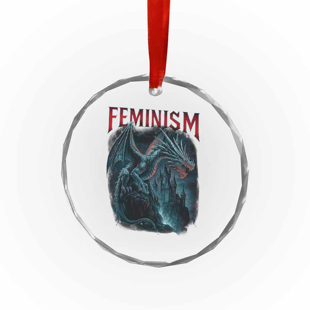 Feminism Dragon Crystal Glass Ornament Retro Vintage Gothic Fantasy Castle Feminist Empowerment - Wonder Print Shop