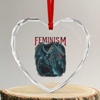 Feminism Dragon Heart Crystal Glass Ornament Retro Vintage Gothic Fantasy Castle Feminist Empowerment - Wonder Print Shop