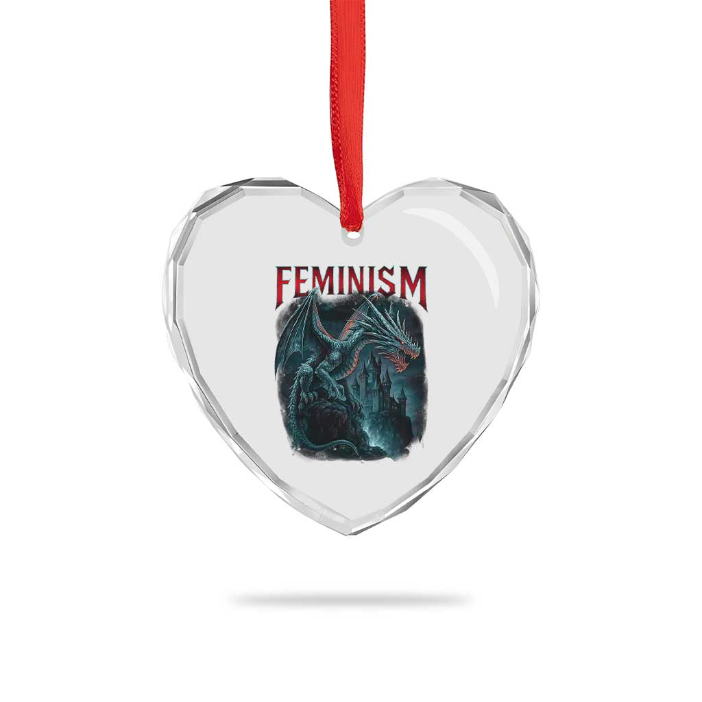 Feminism Dragon Heart Crystal Glass Ornament Retro Vintage Gothic Fantasy Castle Feminist Empowerment - Wonder Print Shop