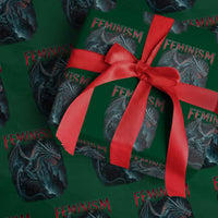Feminism Dragon Wrapping Paper Roll Retro Vintage Gothic Fantasy Castle Feminist Empowerment - Wonder Print Shop