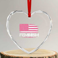 Feminism Feminist Pink American Flag Heart Crystal Glass Ornament Patriotic Womens Rights