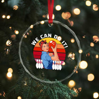 Feminist Bowling Crystal Glass Ornament We Can Do It - Wonder Print Shop