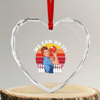 Feminist Bowling Heart Crystal Glass Ornament We Can Do It - Wonder Print Shop