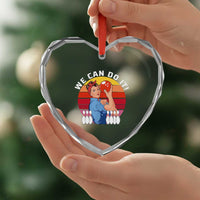 Feminist Bowling Heart Crystal Glass Ornament We Can Do It - Wonder Print Shop