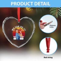 Feminist Bowling Heart Crystal Glass Ornament We Can Do It - Wonder Print Shop