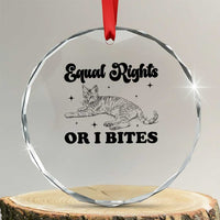 Feminist Cat Crystal Glass Ornament Equal Rights or I Bites Human Rights - Wonder Print Shop