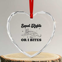 Feminist Cat Heart Crystal Glass Ornament Equal Rights or I Bites Human Rights - Wonder Print Shop