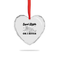 Feminist Cat Heart Crystal Glass Ornament Equal Rights or I Bites Human Rights - Wonder Print Shop