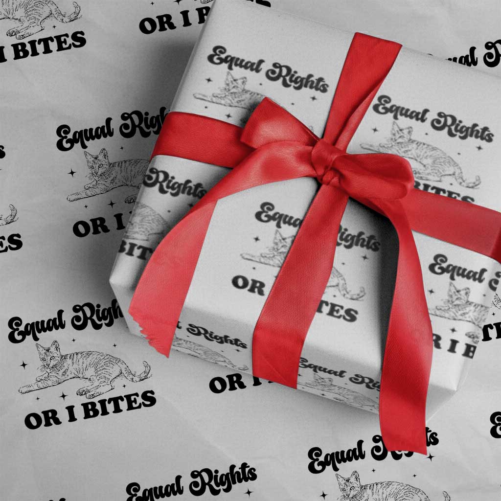 Feminist Cat Wrapping Paper Roll Equal Rights or I Bites Human Rights - Wonder Print Shop