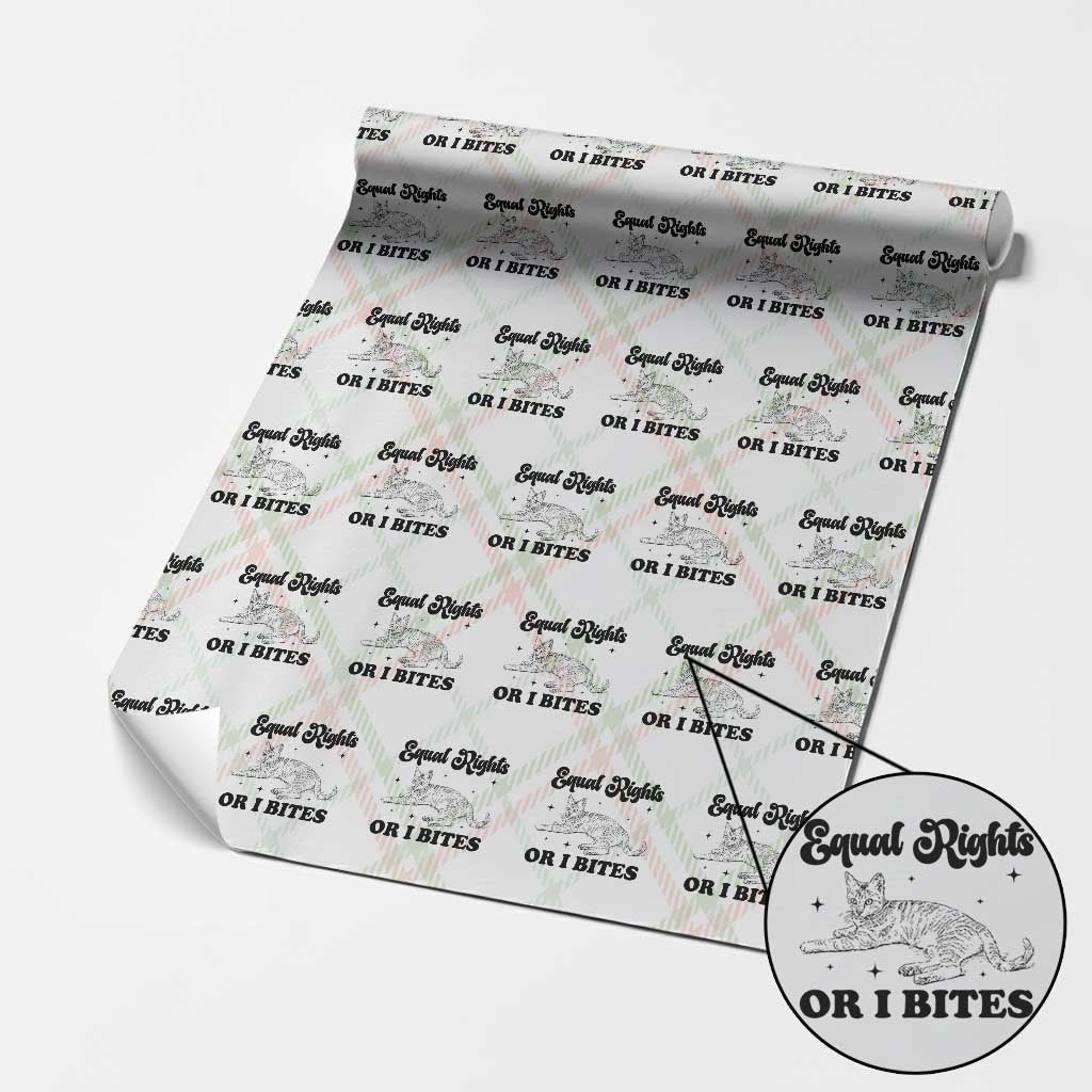 Feminist Cat Wrapping Paper Roll Equal Rights or I Bites Human Rights - Wonder Print Shop