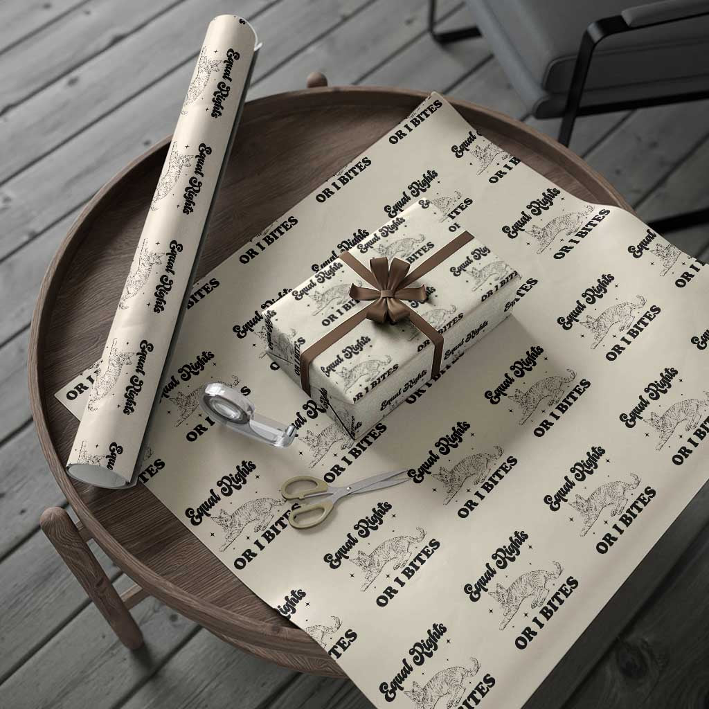Feminist Cat Wrapping Paper Roll Equal Rights or I Bites Human Rights - Wonder Print Shop