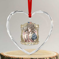Feminist Medusa Girls Will Be Girls Heart Crystal Glass Ornament USA 250 Anniversary Gift