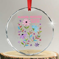 Feminist Protest Crystal Glass Ornament Peaceful But Pissed Off Floral Resist
