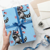Feral and Free Dancing Raccoon Wrapping Paper Roll Funny 4th July Patriotic Animal US Flag and Fireworks - Wonder Print Shop