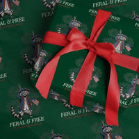 Feral and Free Funny Raccoon 4th of July Wrapping Paper Roll USA 250 Years Freedom Independence Anniversary Gift