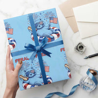 Feral and Free Funny Raccoon 4th of July Wrapping Paper Roll 250 Years Of Freedom