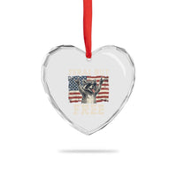 Feral But Free Funny Raccoon Patriotic Heart Crystal Glass Ornament Cool American Flag Sunglasses Rock On Hand Signs Vintage USA Flag