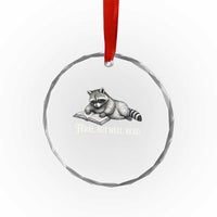 Feral But Well Read Crystal Glass Ornament Funny Raccoon Reading Book Lover