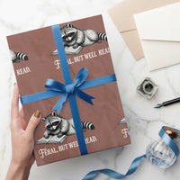 Feral But Well Read Wrapping Paper Roll Funny Raccoon Reading Book Lover