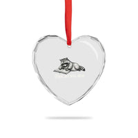 Feral But Well Read Heart Crystal Glass Ornament Funny Raccoon Reading Book Lover