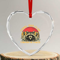 Feral Dad Club Heart Crystal Glass Ornament Funny Raccoon Dad Retro Fathers Day Gift