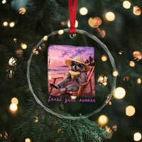 Feral Girl Summer Crystal Glass Ornament Funny Raccoon Summer Beach Meme
