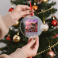 Feral Girl Summer Crystal Glass Ornament Funny Raccoon Summer Beach Meme
