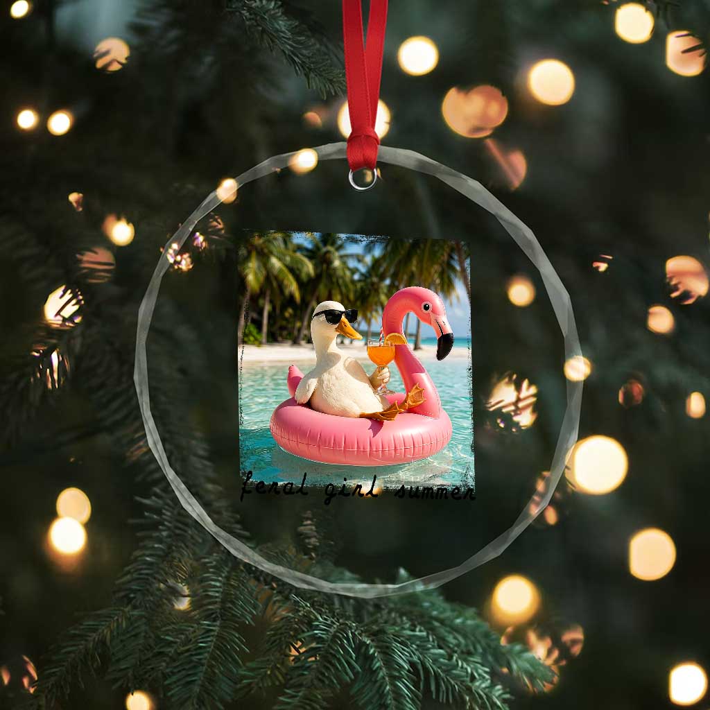 Feral Girl Summer Crystal Glass Ornament Silly Goose Summer Beach Meme