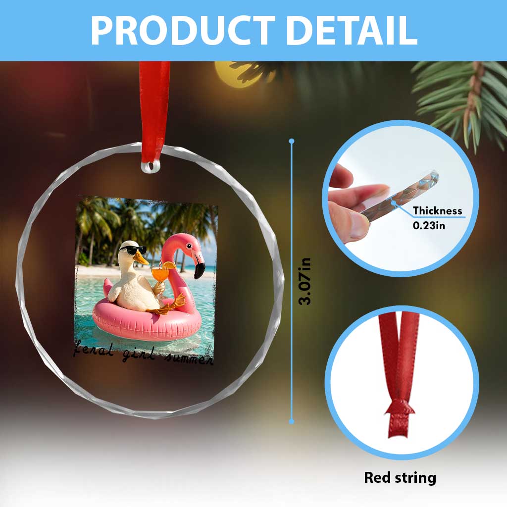 Feral Girl Summer Crystal Glass Ornament Silly Goose Summer Beach Meme